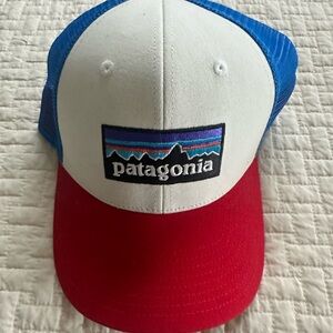 Patagonia Trucker Cap in White, Red & Blue with Multicolor Logo